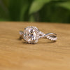 1.30 CT Round Cut Moissanite Halo Engagement Ring with Twisted Split Shank | 925 Silver & 10K/14K Gold | Finora Jewelry