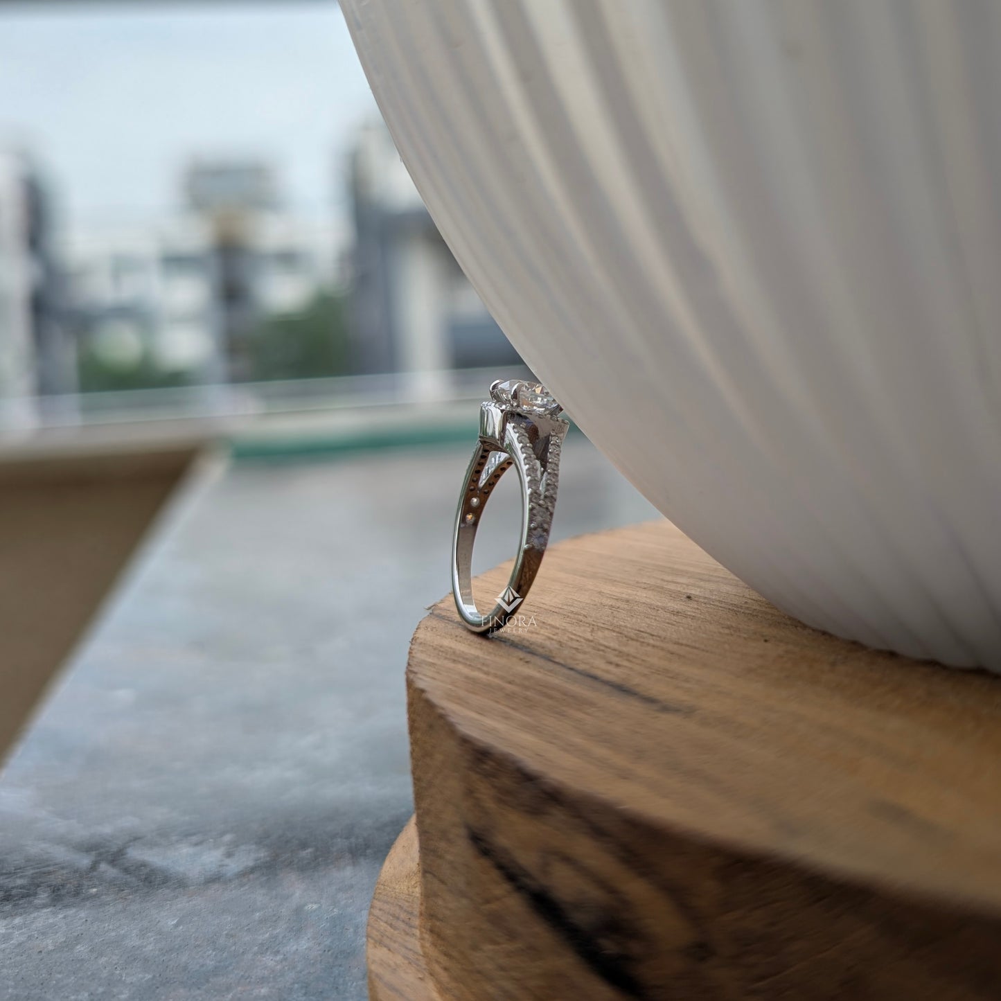 1.50 ct cushion cut moissanite halo engagement ring with split shank | 925 silver & 10k/14k gold | finora jewelry