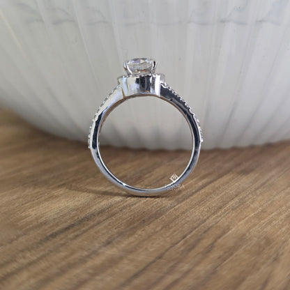 1.50 CT Cushion Cut Moissanite Halo Engagement Ring with Split Shank | 925 Silver & 10K/14K Gold | Finora Jewelry