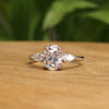 1.67 CT Oval Cut Moissanite Three Stone Engagement Ring with Pear Side Stones | 925 Silver & 10K/14K Gold | Finora Jewelry