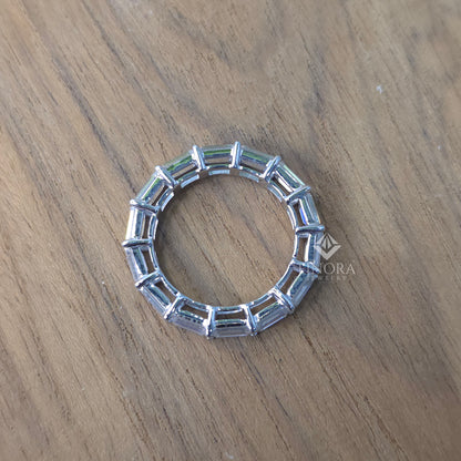 4.27 CT Baguette Cut Moissanite Eternity Band | Colorless VVS | Full Eternity Ring | 925 Silver & Gold | Finora Jewelry