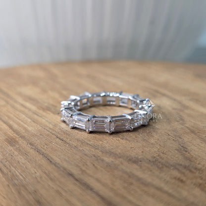4.27 CT Baguette Cut Moissanite Eternity Band | Colorless VVS | Full Eternity Ring | 925 Silver & Gold | Finora Jewelry