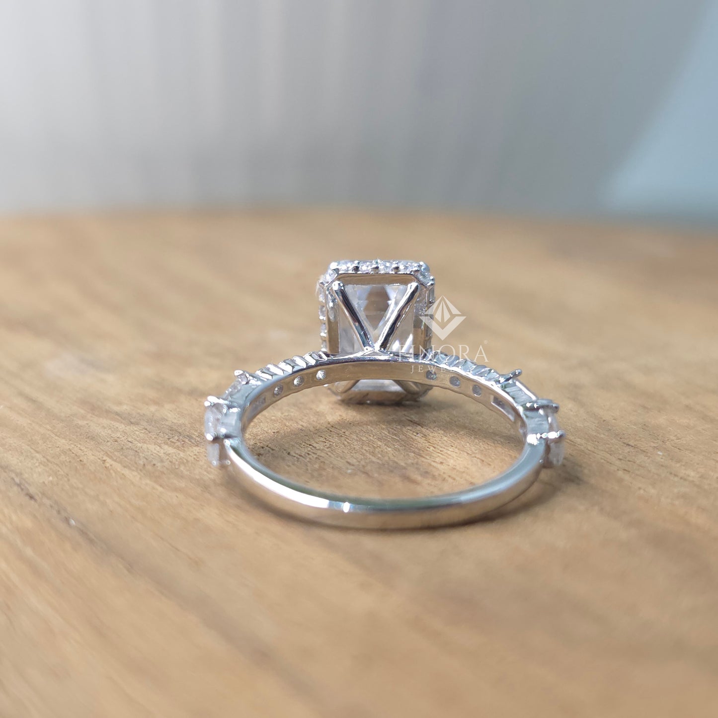 3.25 ct emerald cut moissanite bridal ring set