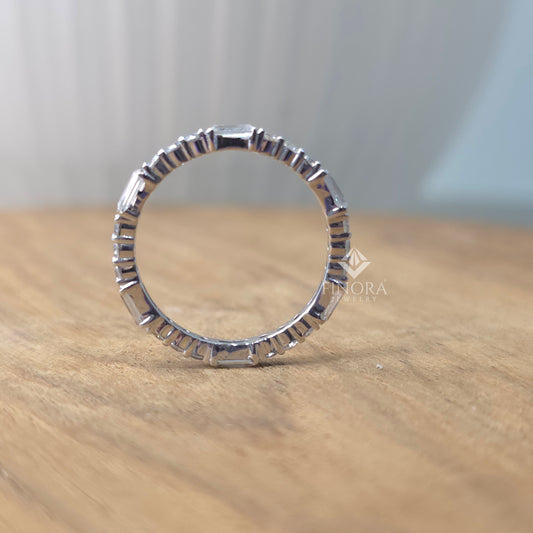 3.25 CT Emerald Cut Moissanite Bridal Ring Set