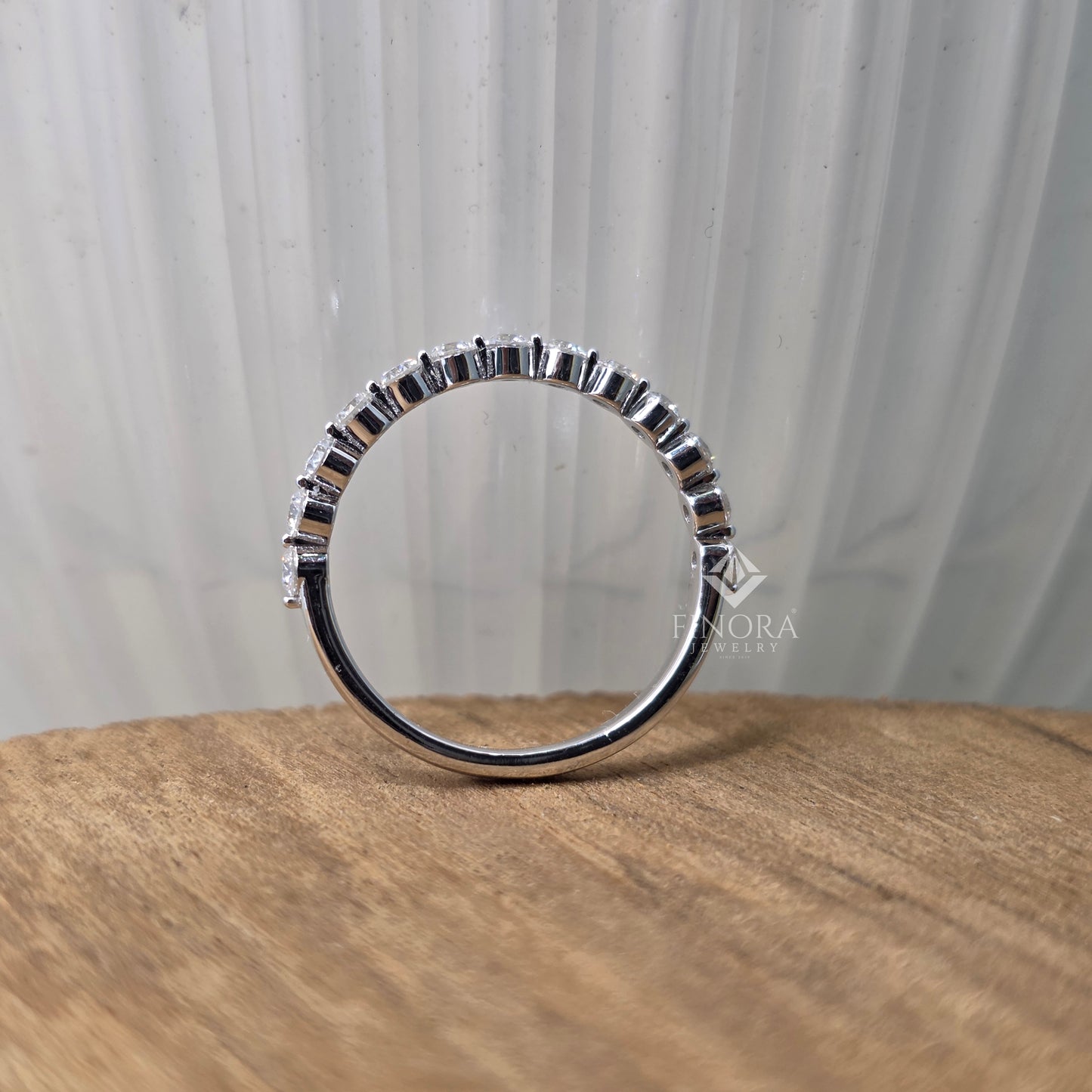 0.62 ct round cut moissanite half eternity band