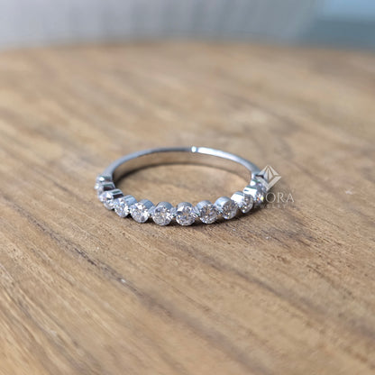 0.62 CT Round Cut Moissanite Half Eternity Band