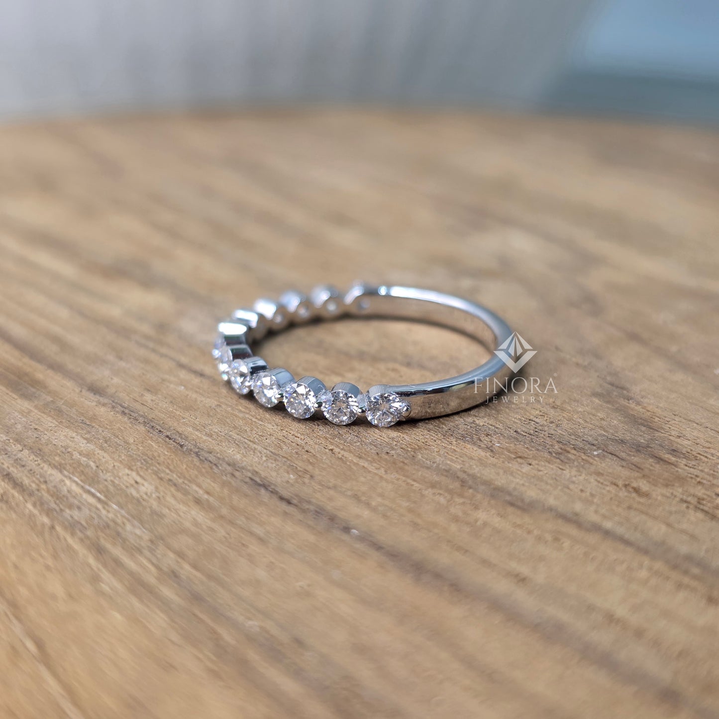 0.62 ct round cut moissanite half eternity band