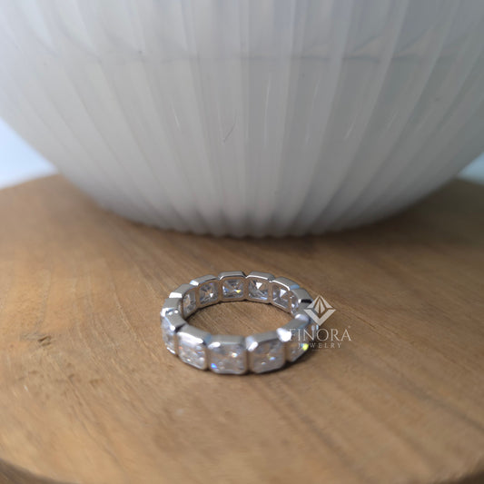 Asscher Cut Moissanite Eternity Band