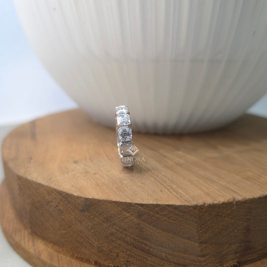 Asscher Cut Moissanite Eternity Band