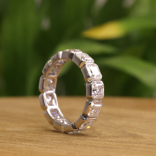 Asscher Cut Moissanite Eternity Wedding Band, Luxury Statement Ring – Finora Jewelry