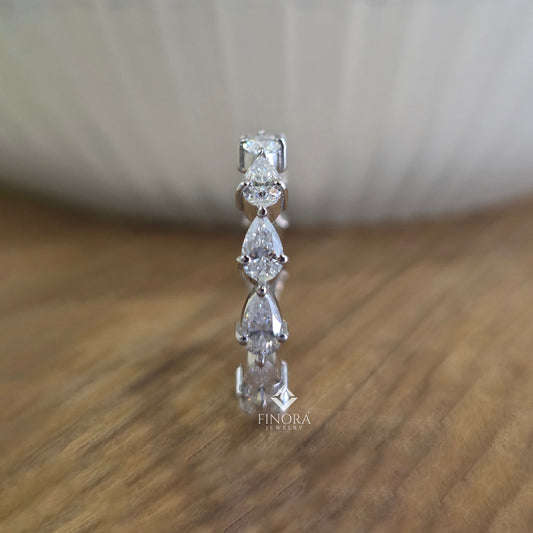 Pear Cut Moissanite Eternity Band by Finora