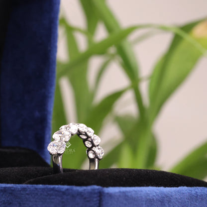 Oval Cut Moissanite Half Eternity Wedding Band, Stackable Ring – Finora Jewelry