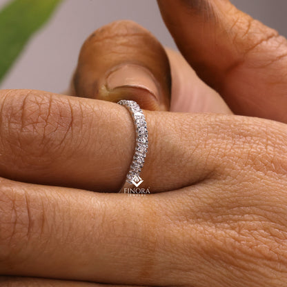 0.38 CT Round Cut Moissanite Twist Band | Colorless VVS Diamond Alternative Wedding Ring | Eternity Band for Women