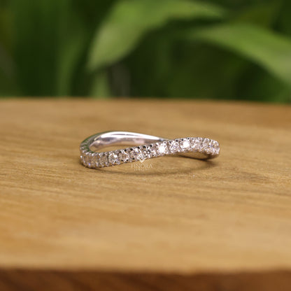 0.38 CT Round Cut Moissanite Twist Band | Colorless VVS Diamond Alternative Wedding Ring | Eternity Band for Women