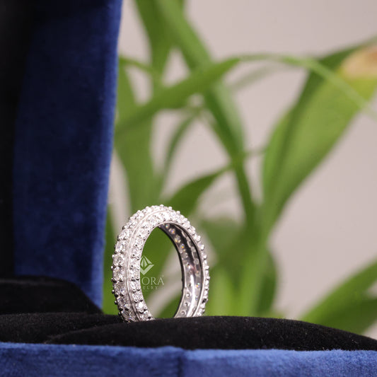 Round Cut Moissanite Full Eternity Wedding Band in 925 Sterling Silver – Finora Jewelry