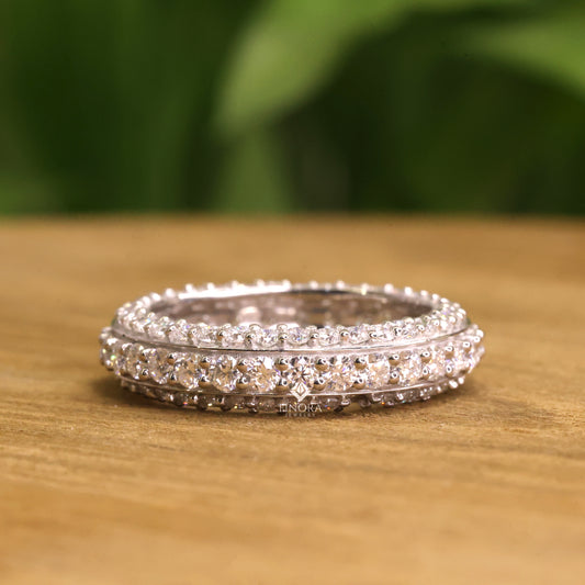Round Cut Moissanite Full Eternity Wedding Band in 925 Sterling Silver – Finora Jewelry