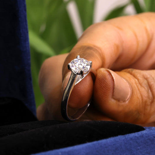 Round Cut Moissanite Solitaire Engagement Ring – Finora Jewelry