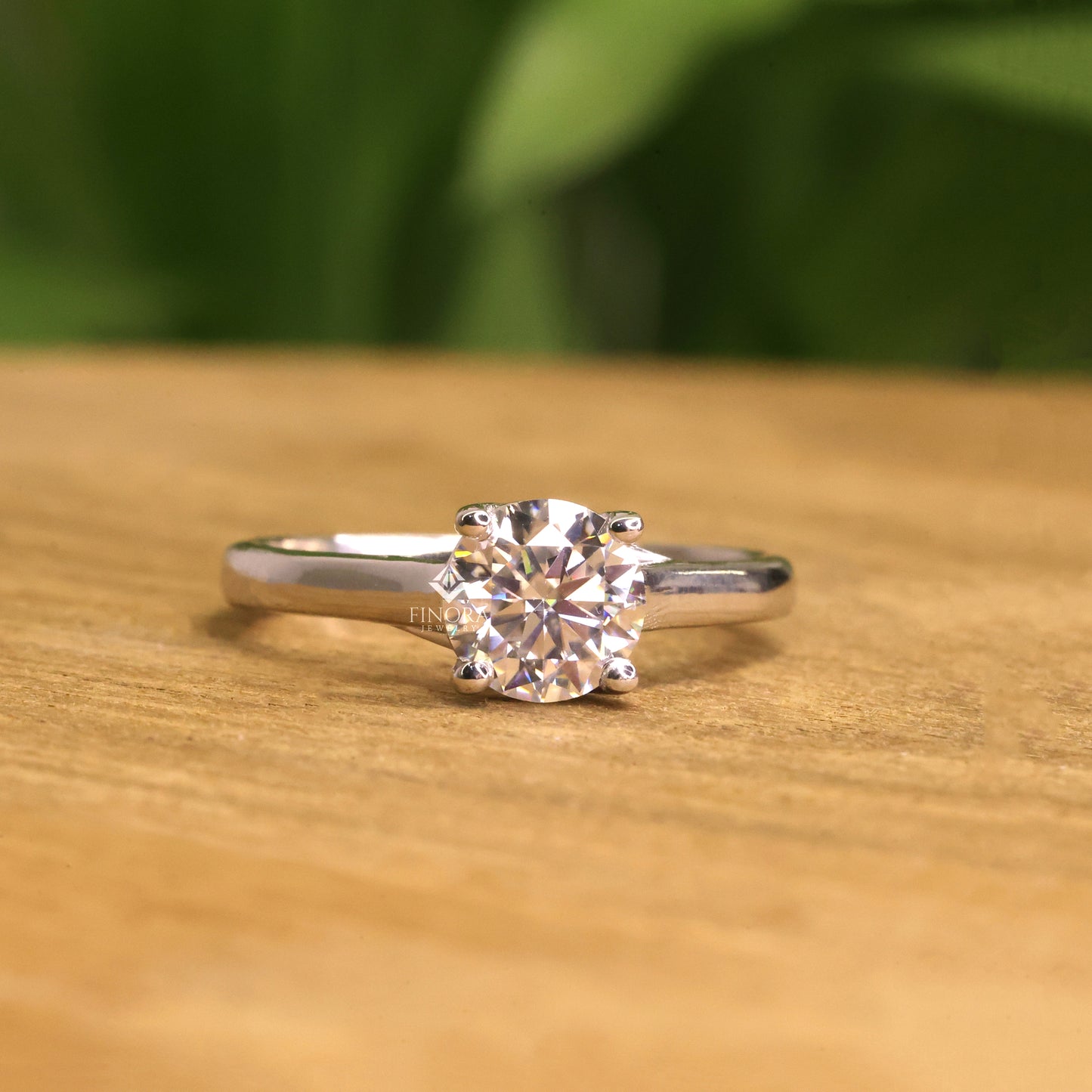 round cut moissanite solitaire engagement ring – finora jewelry