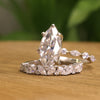 Marquise Cut Moissanite Engagement Ring Set with Matching Band, Vintage Leaf Design – Finora Jewelry