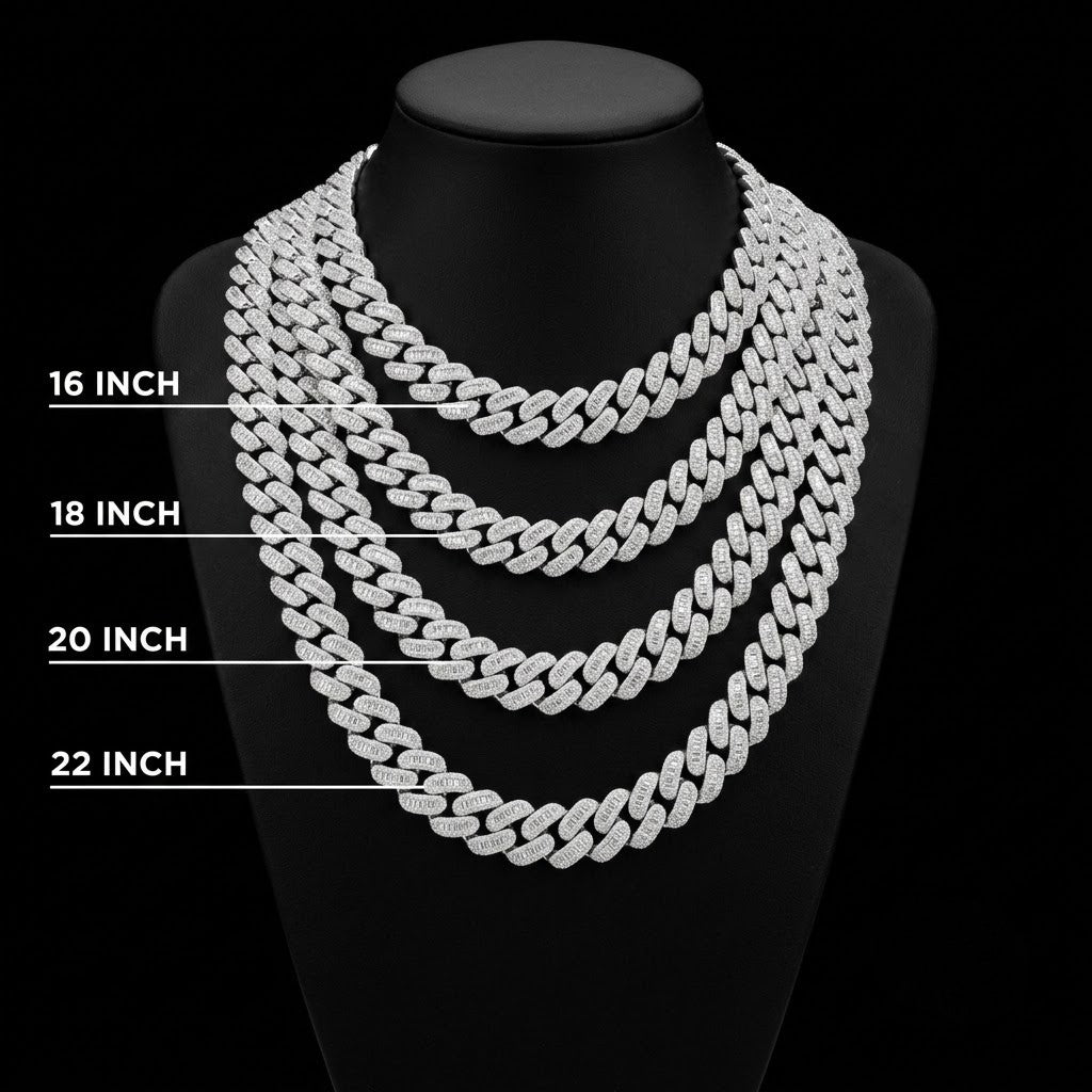 moissanite silver miami cuban link chain - luxury hip hop choker