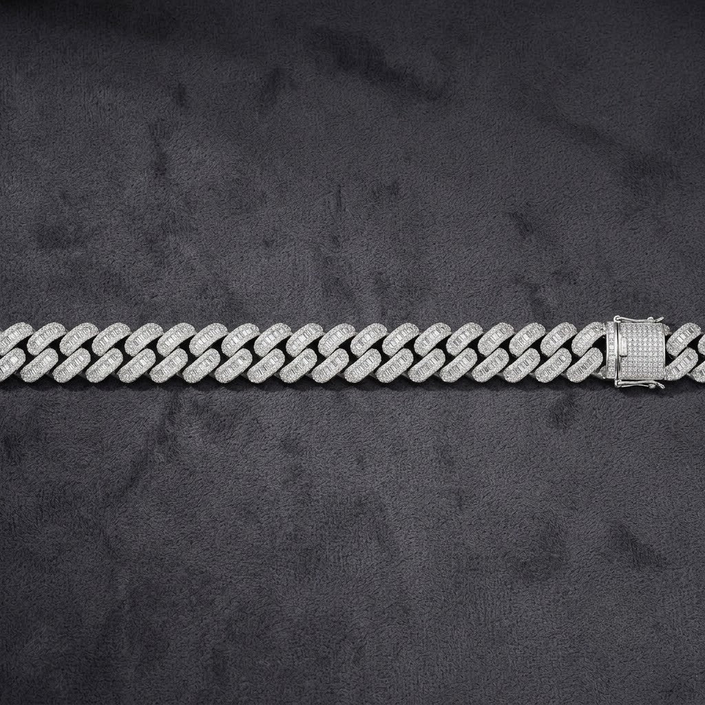 moissanite silver miami cuban link chain - luxury hip hop choker