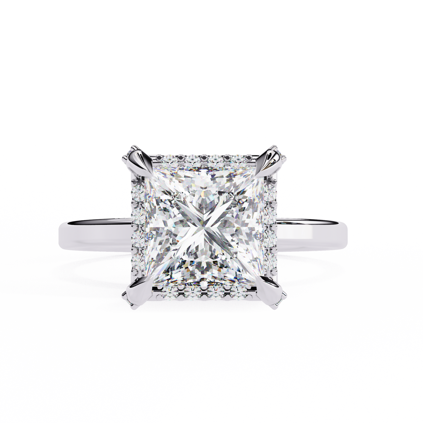 princess cut moissanite halo engagement ring – elegant square solitaire for proposal, birthday or anniversary gift – 925 silver / 10k / 14k gold / platinum – white / yellow / rose gold – finora jewelry