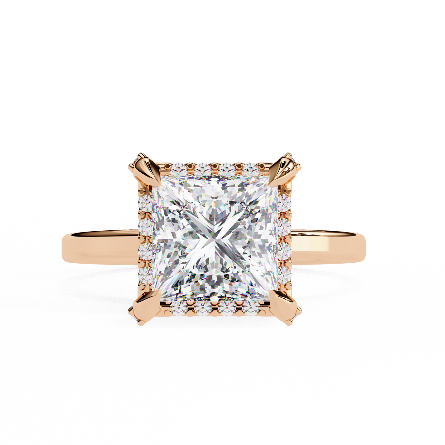 princess cut moissanite halo engagement ring – elegant square solitaire for proposal, birthday or anniversary gift – 925 silver / 10k / 14k gold / platinum – white / yellow / rose gold – finora jewelry
