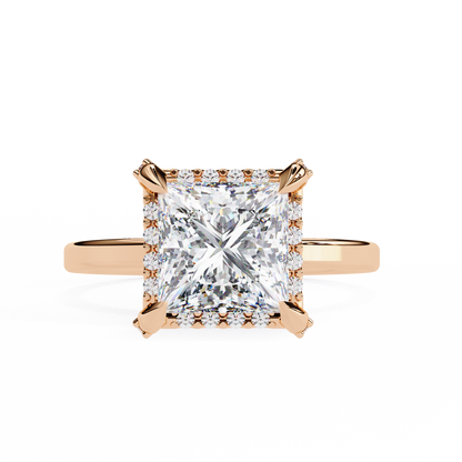 Princess Cut Moissanite Halo Engagement Ring – Elegant Square Solitaire for Proposal, Birthday or Anniversary Gift – 925 Silver / 10K / 14K Gold / Platinum – White / Yellow / Rose Gold – Finora Jewelry