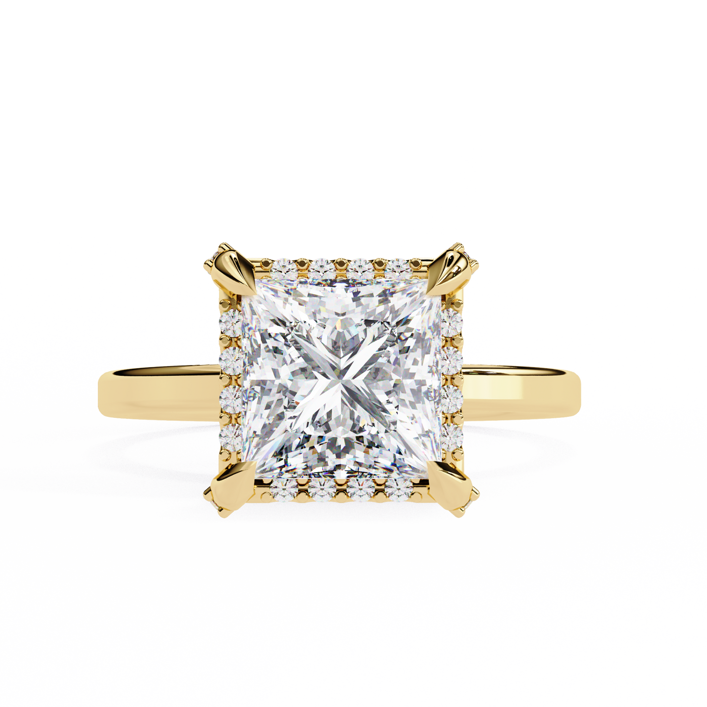 princess cut moissanite halo engagement ring – elegant square solitaire for proposal, birthday or anniversary gift – 925 silver / 10k / 14k gold / platinum – white / yellow / rose gold – finora jewelry