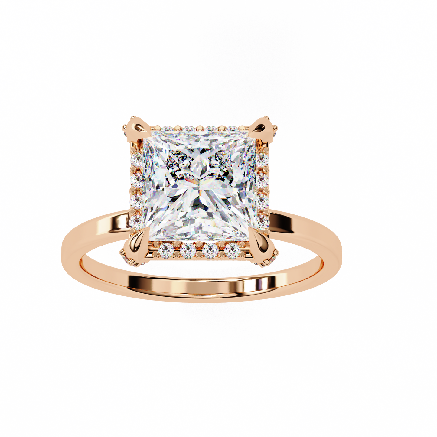 princess cut moissanite halo engagement ring – elegant square solitaire for proposal, birthday or anniversary gift – 925 silver / 10k / 14k gold / platinum – white / yellow / rose gold – finora jewelry