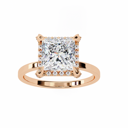 Princess Cut Moissanite Halo Engagement Ring – Elegant Square Solitaire for Proposal, Birthday or Anniversary Gift – 925 Silver / 10K / 14K Gold / Platinum – White / Yellow / Rose Gold – Finora Jewelry