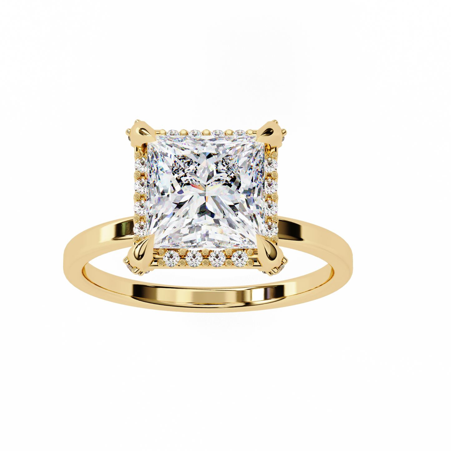 princess cut moissanite halo engagement ring – elegant square solitaire for proposal, birthday or anniversary gift – 925 silver / 10k / 14k gold / platinum – white / yellow / rose gold – finora jewelry