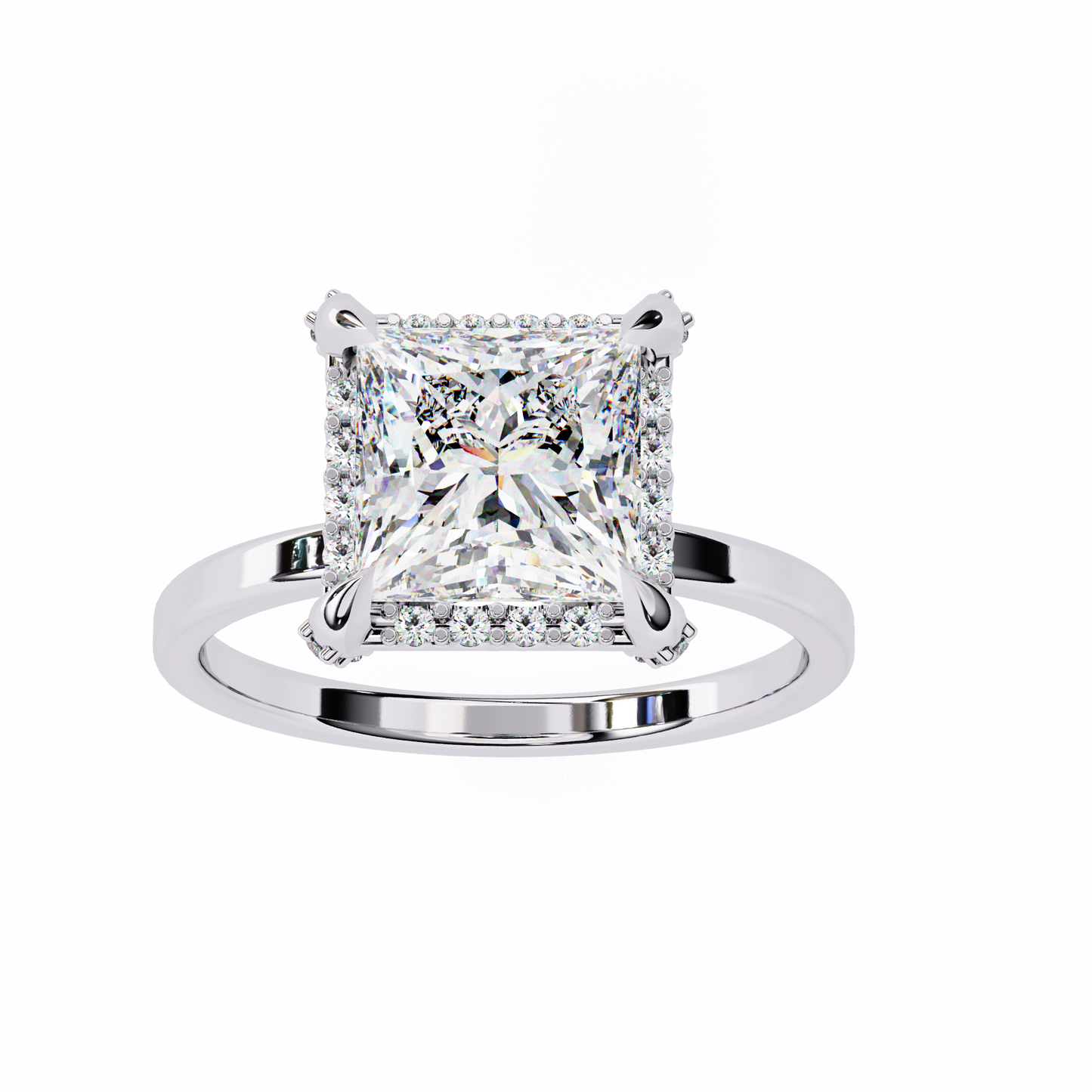 princess cut moissanite halo engagement ring – elegant square solitaire for proposal, birthday or anniversary gift – 925 silver / 10k / 14k gold / platinum – white / yellow / rose gold – finora jewelry