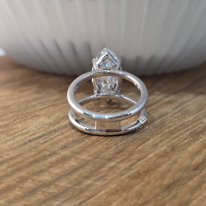 Marquise Cut Moissanite Solitaire Engagement Ring 4.94 CT in 925 Sterling Silver / 10K & 14K Gold