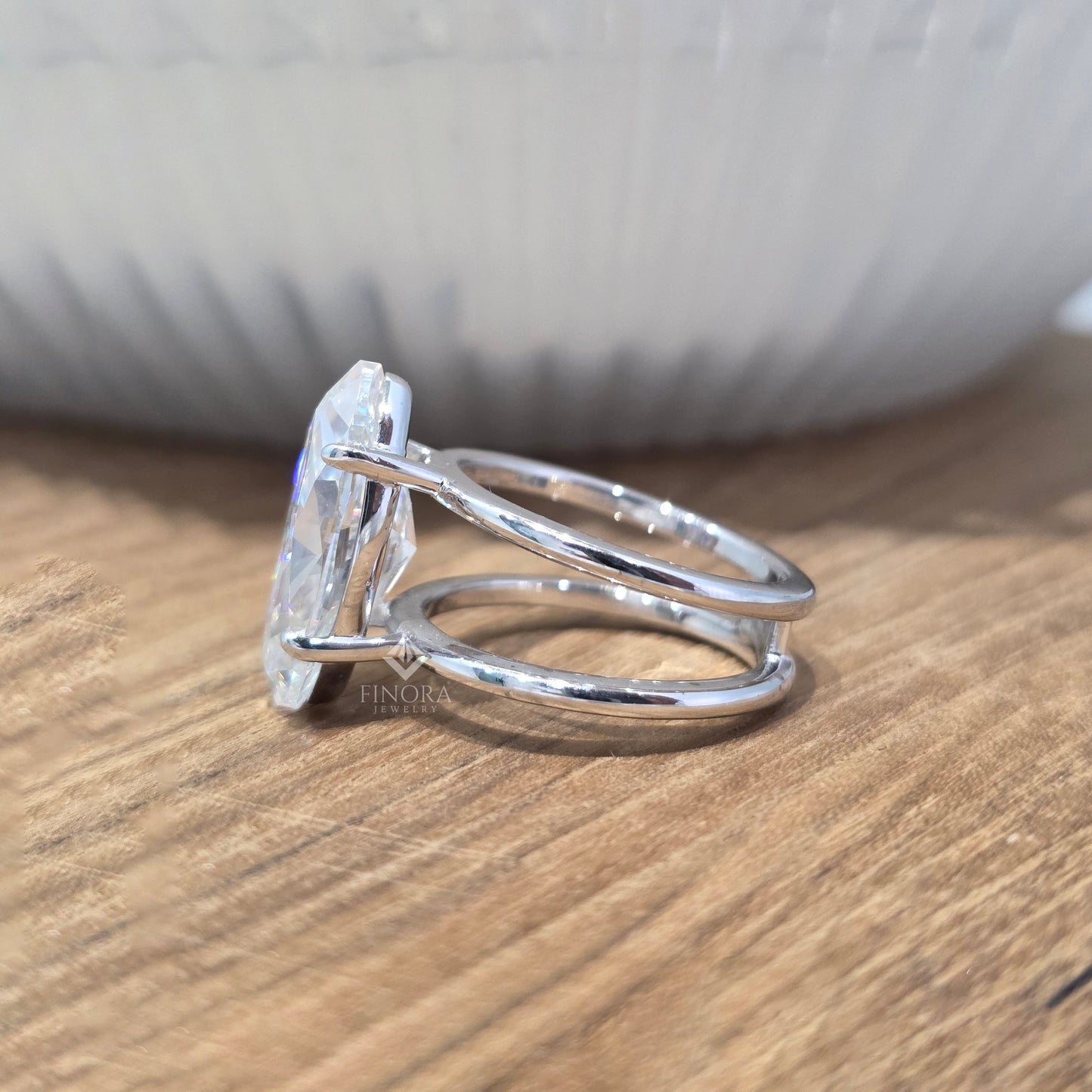 marquise cut moissanite solitaire engagement ring 4.94 ct in 925 sterling silver / 10k & 14k gold