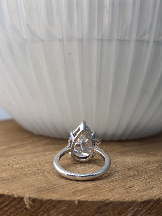 8.08 CT Pear Cut Moissanite Solitaire Engagement Ring in 925 Silver / 10K & 14K Gold