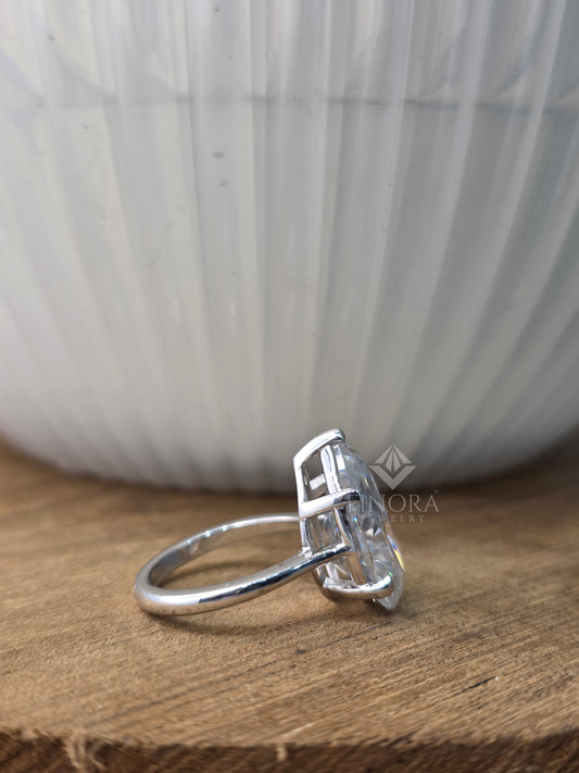 8.08 CT Pear Cut Moissanite Solitaire Engagement Ring in 925 Silver / 10K & 14K Gold