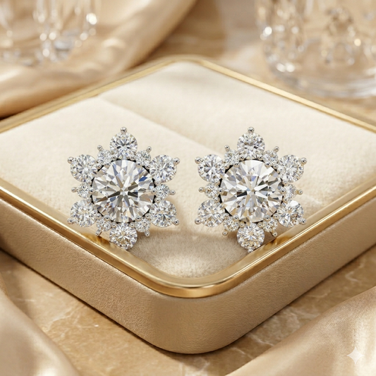 Finora Jewelry Radiant Floral Moissanite Stud Earrings | Finora Signature Sparkle