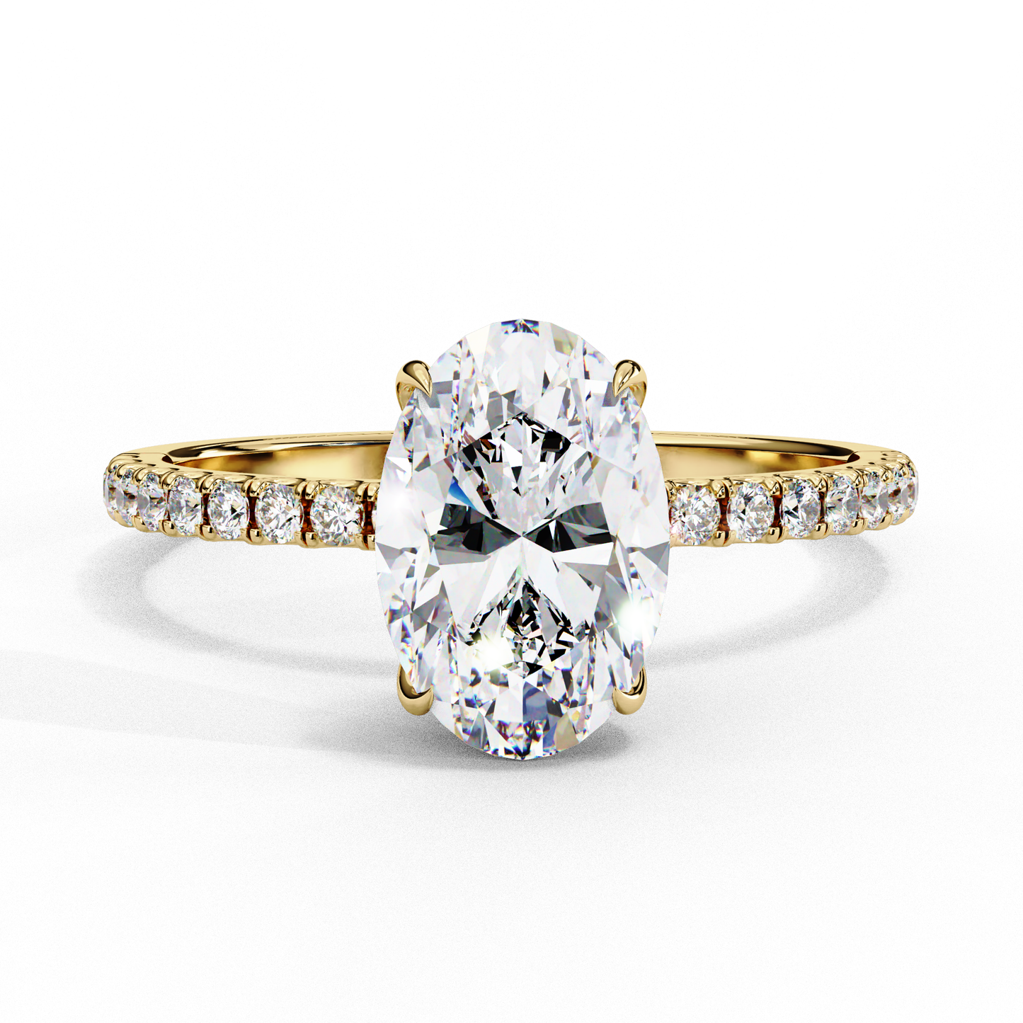 oval cut moissanite engagement ring – pavé band – 925 silver / 10k / 14k gold / platinum
