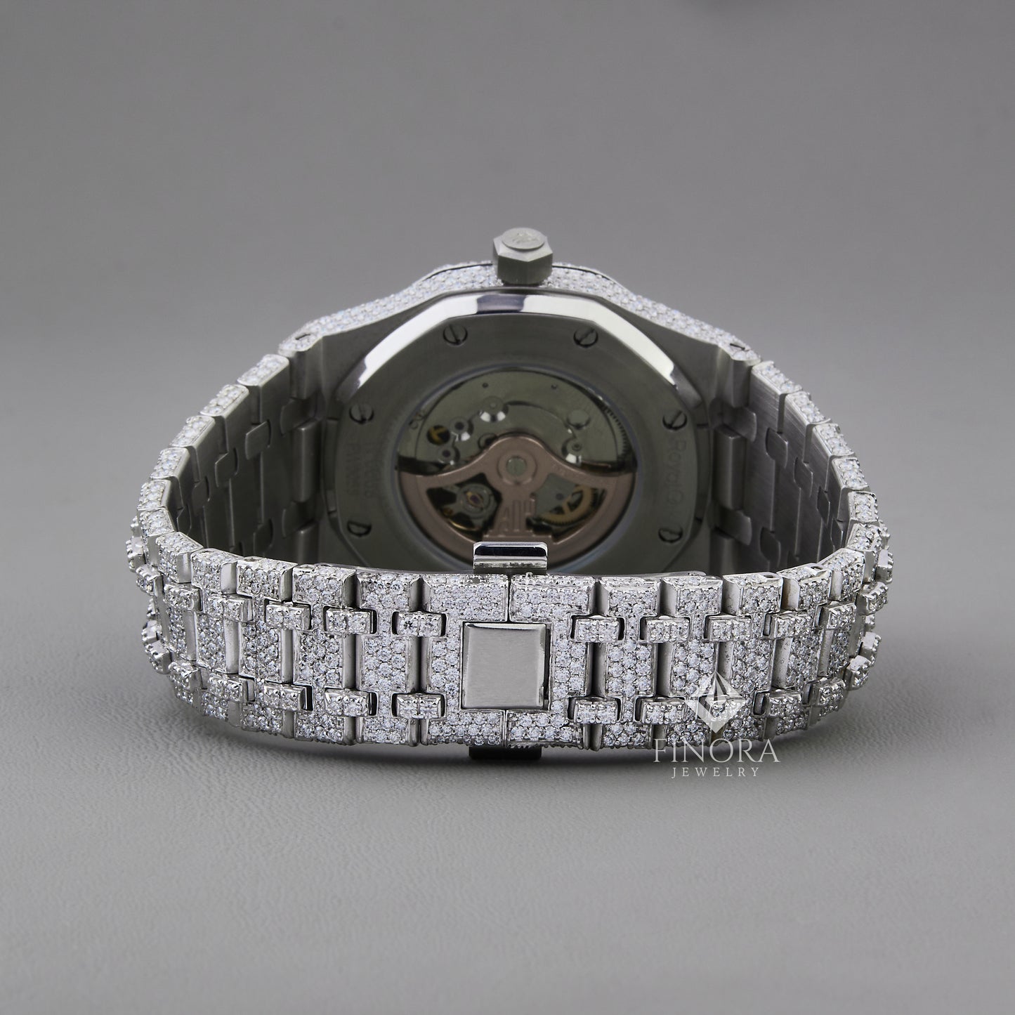 bust down moissanite watch | 41mm | silver
