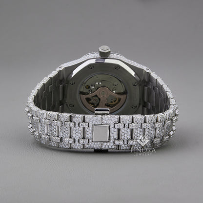Bust Down Moissanite Watch | 41MM | Silver