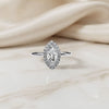 Marquise Cut Moissanite Halo Engagement Ring – 925 Silver / 10K / 14K / Platinum / White / Yellow / Rose Gold – Finora Jewelry