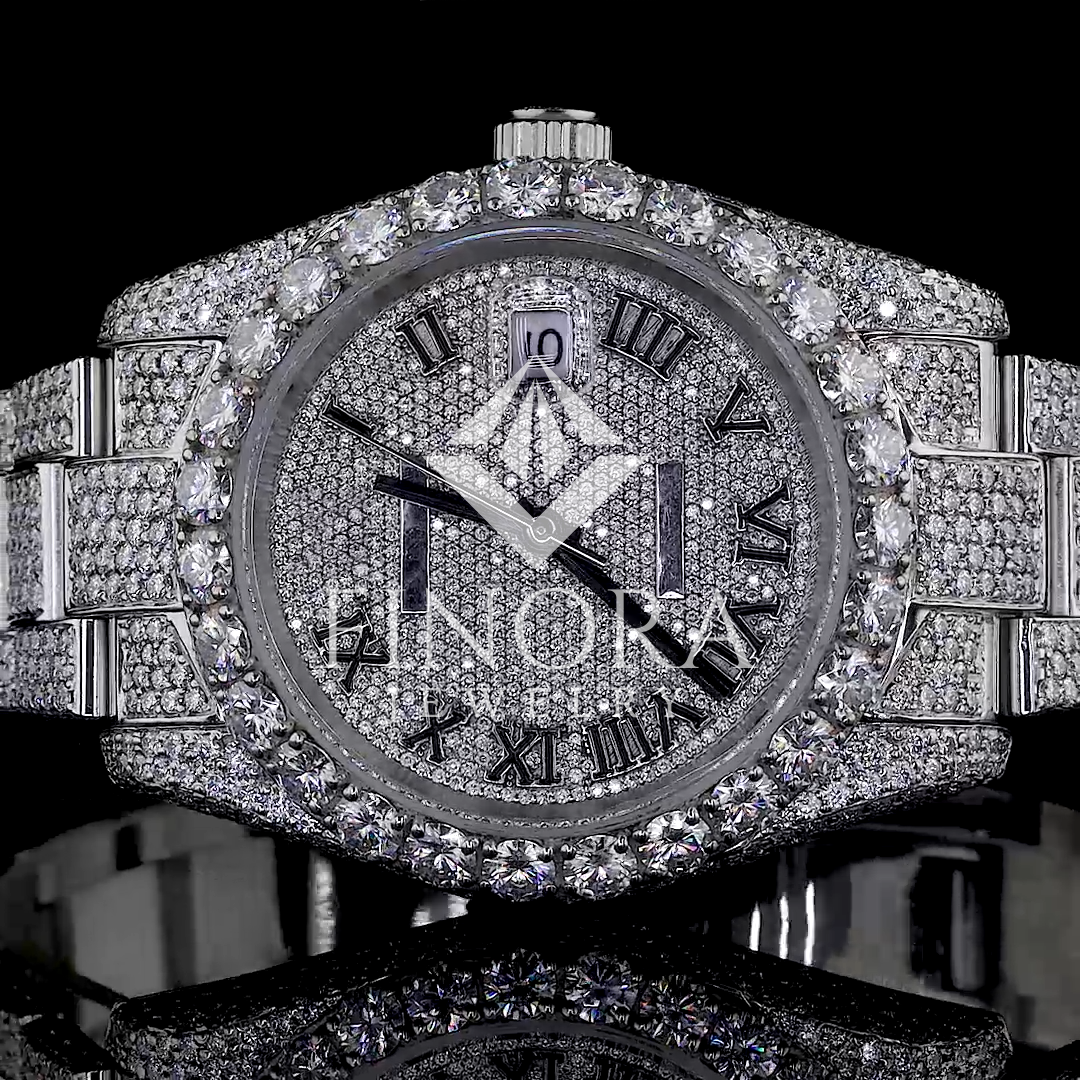 Men's Fully Iced Bust Down Moissanite Diamond Wrist Watch