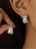 Luxury C-Shape Floral Cubic Zirconia Stud Earrings