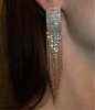Crystal-Embellished Cascading Chain Fringe Drop Earrings