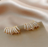 Yellow Gold Multi Row Ear Cuff Stud Earrings