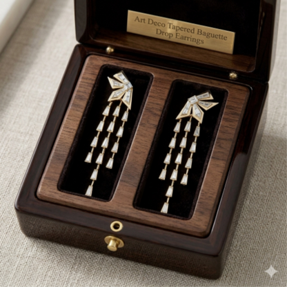 Art Deco Tapered Baguette Crystal Drop Earrings