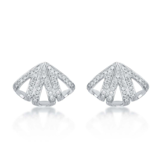 fan-shaped pavé crystal stud earrings
