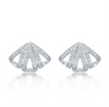 Fan-Shaped Pavé Crystal Stud Earrings