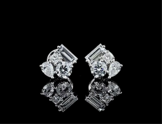Multi-Cut Cluster Stud Earrings